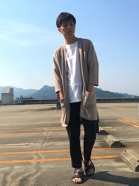 「ロングカーディガン」｜ルークさん（メンズ・170cm・20代）の夏コーディネート