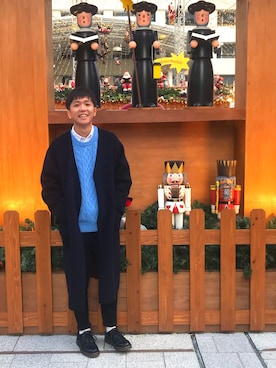 「サックスブルー」｜「アイテム（その他アウター）」を使った、ルークさん（メンズ・171cm）の冬コーディネート