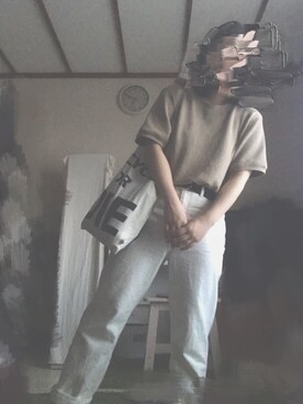 「UNIQLO（ユニクロ）のワッフルクルーネックT（5分袖）（Tシャツ/カットソー）」を使った、R  E   Iさん（レディース・155cm）の夏コーディネート