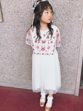 「おめかしコーデ」｜「アイテム（バレエシューズ）」を使った、taaako0712さん（キッズ・132cm）の夏コーディネート