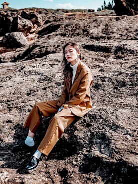 「no brand（ノーブランド）のアイテム（セットアップ）」を使った、Nagy さん（レディース・166cm）の春コーディネート
