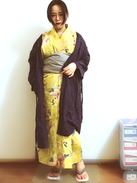 「きもの」｜「アイテム（その他）」を使った、Sayukiさん（レディース・164cm）の冬コーディネート