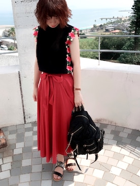 「黒×ピンク」｜「アイテム（その他）」を使った、ゆさん（レディース・161cm）の夏コーディネート