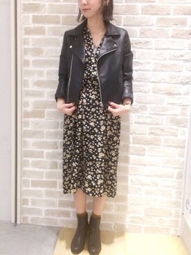 「オリエンタルトラフィック」｜「アイテム（ライダースジャケット）」を使った、mさん（レディース・160cm）の秋コーディネート