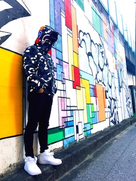 「STAMPD（スタンプド）のアイテム（帽子）」を使った、ゆうゆうさん（メンズ・174cm）の冬コーディネート