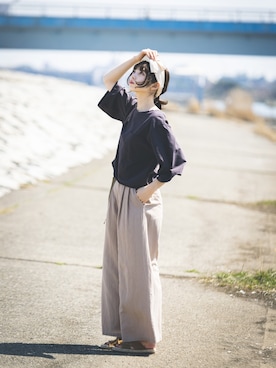 「Crisp（クリスプ）のアイテム（帽子）」を使った、橋下美好さん（レディース・158cm）の春コーディネート
