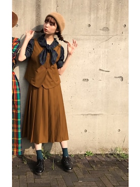 「POU DOU DOU（プードゥドゥ）のアイテム」を使った、橋下美好さん（レディース・158cm）の秋コーディネート