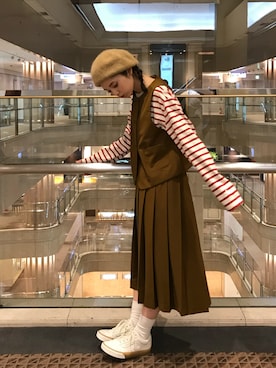 「POU DOU DOU（プードゥドゥ）のアイテム」を使った、橋下美好さん（レディース・158cm）の秋コーディネート