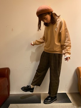 「ehka sopo（エヘカソポ）のアイテム（ハンチング/ベレー帽）」を使った、橋下美好さん（レディース・158cm）の秋コーディネート