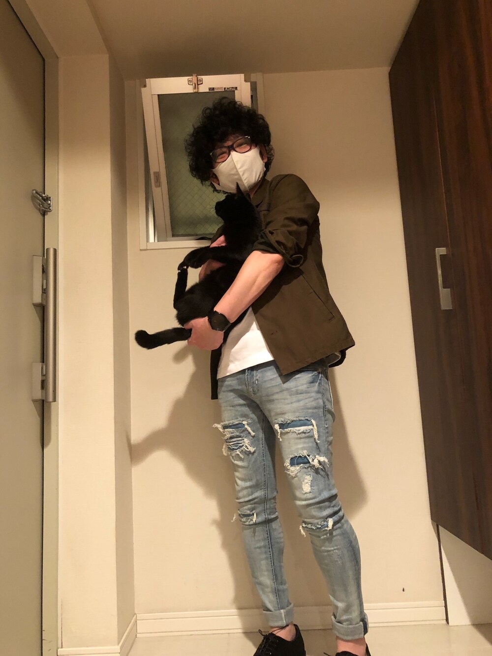 「ミリタリーシャツ、ダメージデニムパンツ、休日スタイル、秋服準備はじめました、いいね、save、フォローお願いします🤑」｜「Ray-Banのレイバン WAYFARER RX5121F-2477-50（メガネ、ブラック系）」を使った、uonekosukeさん（メンズ・168cm）の秋コーディネートの1枚目の写真