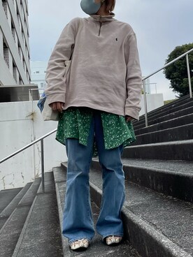 「Ralph Lauren」｜「アイテム（スウェット）」を使った、ユキさん（レディース・157cm）の春コーディネート