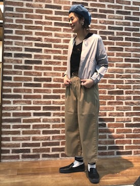 「SOMETHING（サムシング）のアイテム（スラックス）」を使った、tachanさん（レディース・166cm）の冬コーディネート