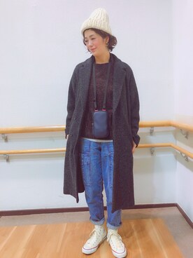 「EN ROUTE（アンルート）のアイテム（チェスターコート）」を使った、tachanさん（レディース・166cm）の冬コーディネート