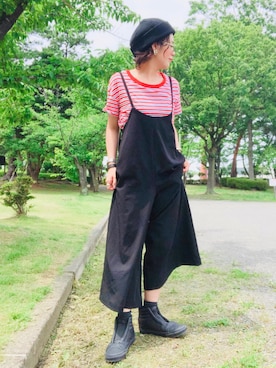 「Right-on（ライトオン）のアイテム（サロペット/オーバーオール）」を使った、tachanさん（レディース・165cm）の夏コーディネート