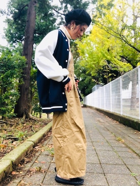 「Right-on（ライトオン）のアイテム（スタジャン）」を使った、tachanさん（レディース・166cm）の秋コーディネート