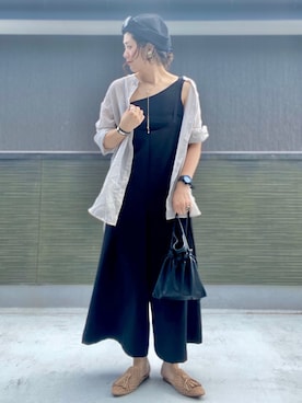 「Right-on（ライトオン）のアイテム（サロペット/オーバーオール）」を使った、tachanさん（レディース・166cm）の夏コーディネート