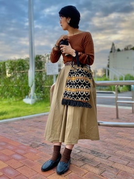 「秋のマイ旬スタイル」｜「アイテム（モカシン/デッキシューズ）」を使った、tachanさん（レディース・166cm）の秋コーディネート