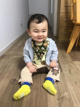 「生後11ヶ月」｜「アイテム（ジャケット/アウター）」を使った、あおちゃんさん（キッズ・70cm）の春コーディネート