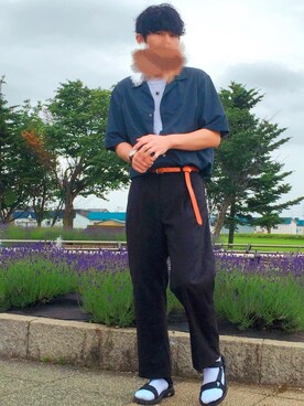 「Lui's（ルイス）のナローベルト（ベルト）」を使った、hikaruさん（メンズ・173cm）の夏コーディネート