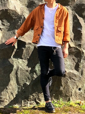 「アイテム（カバーオール）」を使った、hikaruさん（メンズ・173cm）の秋コーディネート