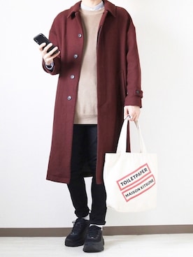 「アイテム（ステンカラーコート）」を使った、hikaruさん（メンズ・173cm・20代）の秋コーディネート
