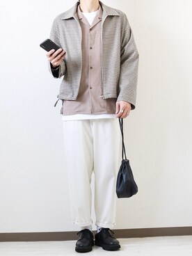 hikaru使用「EMMA CLOTHES（ビッグシルエットガンクラブチェック変形ドリズラージャケット）」的時尚穿搭