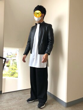 「JOURNAL STANDARD（ジャーナルスタンダード）のアイテム（ライダースジャケット）」を使った、くろぶちさん（メンズ・182cm）の春コーディネート