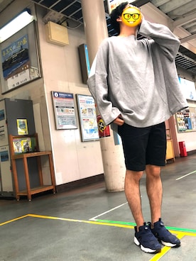 「NOISE MAKER（ノイズメーカー）のアイテム（スウェット）」を使った、くろぶちさん（メンズ・182cm）の夏コーディネート