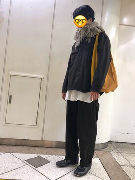 「Johnbull Private labo（ジョンブルプライベートラボ）のアイテム（その他アウター）」を使った、くろぶちさん（メンズ・182cm）の冬コーディネート