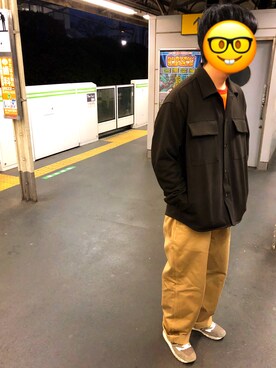 「Johnbull Private labo（ジョンブルプライベートラボ）のアイテム（その他アウター）」を使った、くろぶちさん（メンズ・182cm）の冬コーディネート