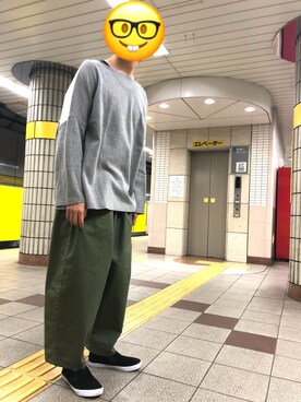 「NOISE MAKER（ノイズメーカー）のアイテム（スウェット）」を使った、くろぶちさん（メンズ・182cm）の春コーディネート