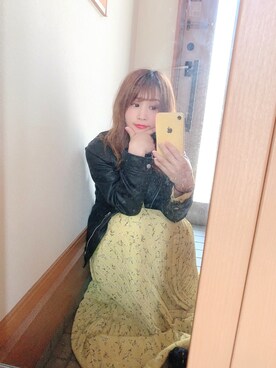 「LOWRYS FARM（ローリーズファーム）のアイテム（ワンピース、イエロー系）」を使った、minoriさん（レディース・152cm）の秋コーディネート