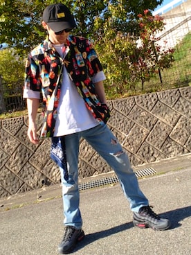 「アイテム（マフラー）」を使った、月冬さん（メンズ・170cm）の春コーディネート