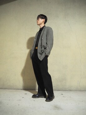 「USEDのアイテム（テーラードジャケット、グリーン系）」を使った、よっしーさん（メンズ・176cm）の春コーディネート