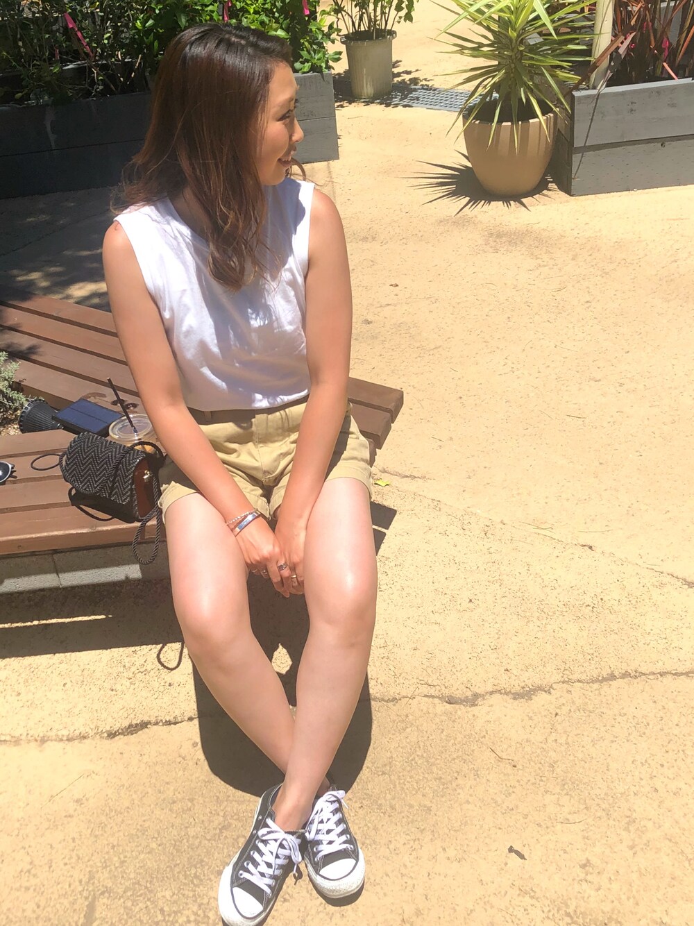「シールームリン」｜「searoomlynnのアイテム（チノパンツ、ベージュ系）」を使った、yukiさん（レディース・160cm）の夏コーディネートの1枚目の写真