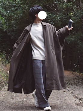 「act'm（アクトム）のアイテム（ステンカラーコート）」を使った、tendon...🚶‍♂️さん（メンズ・168cm）の秋コーディネート