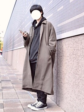 「act'm（アクトム）のアイテム（ステンカラーコート）」を使った、tendon...🚶‍♂️さん（メンズ・168cm）の秋コーディネート