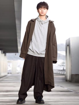 「act'm（アクトム）のアイテム（ステンカラーコート）」を使った、tendon...🚶‍♂️さん（メンズ・168cm）の春コーディネート
