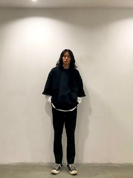 「ALLEGE（アレッジ）のアイテム（スラックス）」を使った、Chikaraさん（メンズ・180cm）の春コーディネート