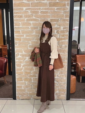 「haco!（ハコ）のアイテム（アナログ腕時計）」を使った、✿anemone✿さん（レディース・160cm）の冬コーディネート