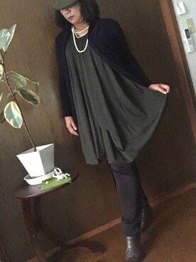 「アイテム（キャスケット、グリーン系）」を使った、もとぅくるさん（レディース・165cm）の秋コーディネート