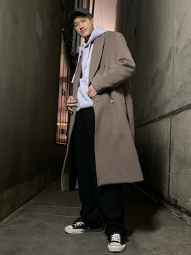 「ALAND（エーランド）のアイテム（帽子）」を使った、あびさん（メンズ・172cm）の冬コーディネート