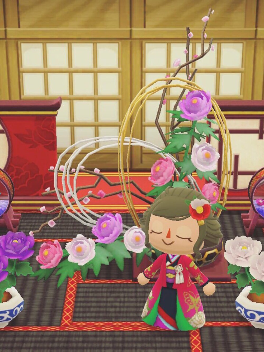 「ポケ森」｜「ツバキのまとめがみウィッグのアイテム（ウィッグ、その他）」を使った、くろぶちさん（レディース・160cm）の冬コーディネートの1枚目の写真