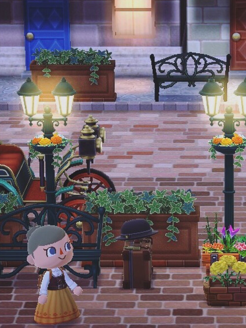 「ポケ森」｜「クラシックなロングワンピースのアイテム（ワンピース、ブラウン系）」を使った、くろぶちさん（レディース・160cm）の秋コーディネートの1枚目の写真