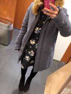 「HERE'S（HERE'S）のアイテム（シューズ）」を使った、かおりさん（レディース・154cm）の冬コーディネート
