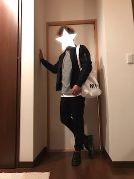 「NAVAL（ナバル）のアイテム（MA-1）」を使った、kobaさん（メンズ・171cm）の冬コーディネート