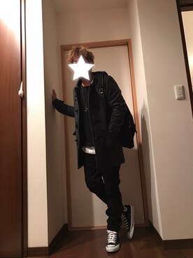 「GU（ジーユー）のアイテム（ダッフルコート）」を使った、kobaさん（メンズ・171cm）の冬コーディネート