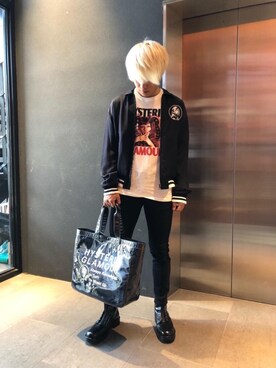 「トートバック」｜「アイテム（ブルゾン）」を使った、らいさん（メンズ・166cm）の夏コーディネート