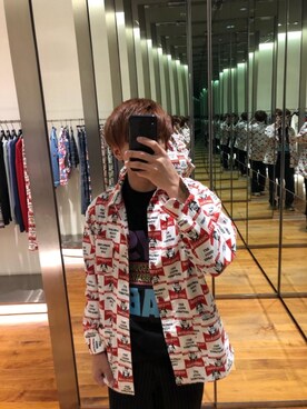 「アイテム（カバーオール、レッド系）」を使った、らいさん（メンズ・168cm）の秋コーディネート