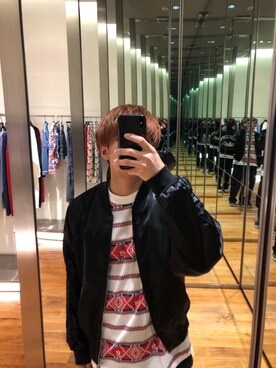 「HYSTERIC GLAMOUR（ヒステリックグラマー）のGIRLS BORDER総柄ジャカード リブ付Tシャツ（Tシャツ/カットソー）」を使った、らいさん（メンズ・168cm）の秋コーディネート